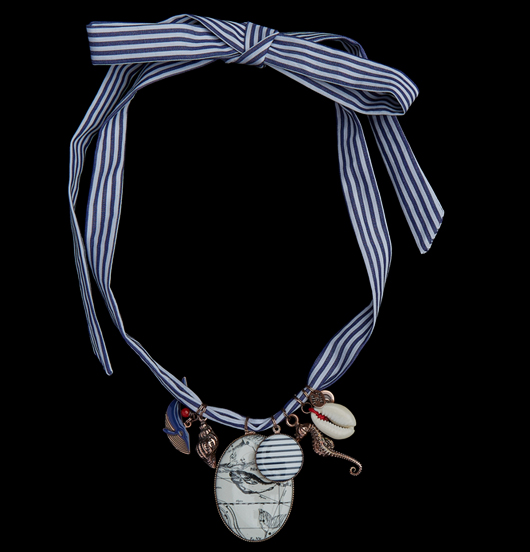 TESSUTO | Anima Maris | Nastro righe azzurre verticali