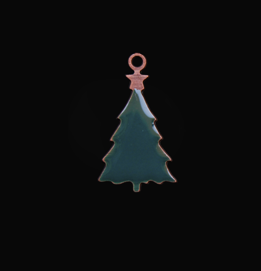 Ciondolo a forma di albero di Natale smaltato verde, adatto come regalo, da montare su bracciali e collane.