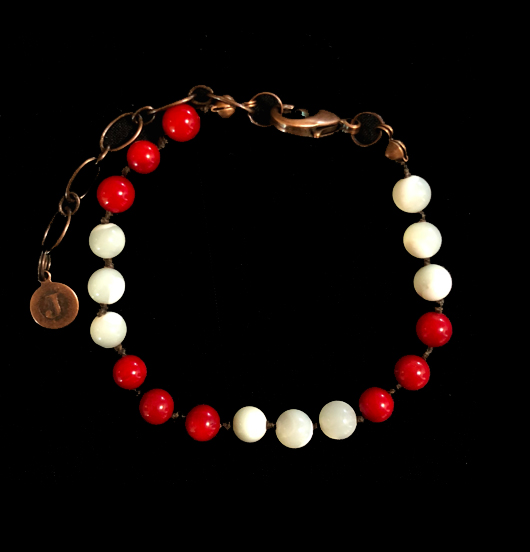 BRACCIALE BASE MADREPERLA - CORALLO BAMBOO