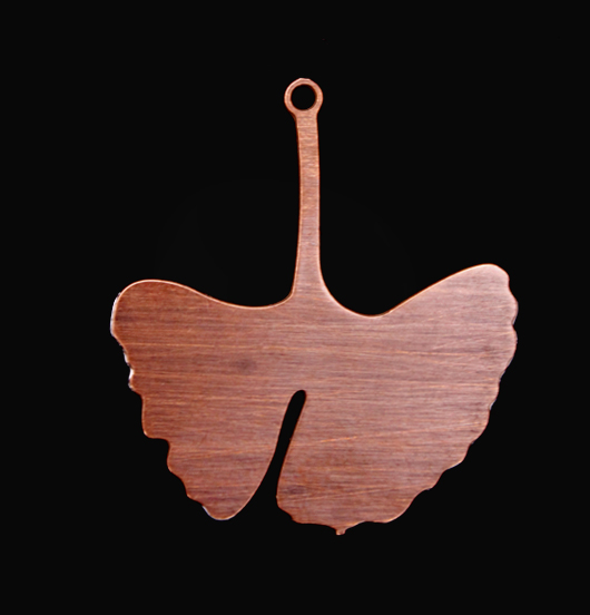 Enamelled turquoise 
copper ginkgo biloba leaf shaped pendant, gift for Japanese culture's lover, gardener, nature lover, free lover.
