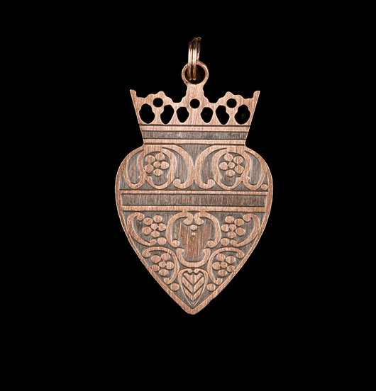 pendente in rame ex voto corona, regalo ispirazione vintage, sacro