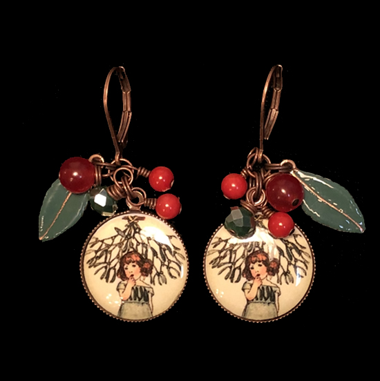 ORECCHINI VINTAGE NATALE - BACIAMI SOTTO IL VISCHIO