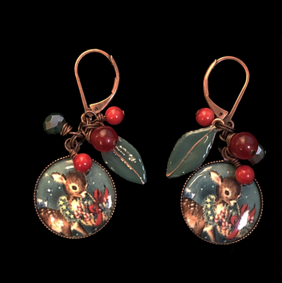 ORECCHINI VINTAGE NATALE-CERBIATTO